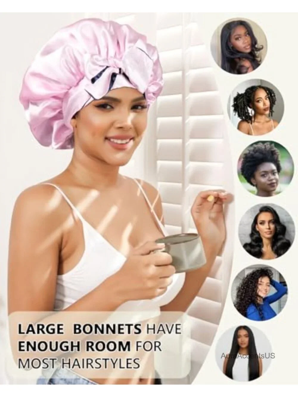 Double Layer Satin Bonnet Reversible Sleep Hair Wrap for Curly Hair Anti-Frizz